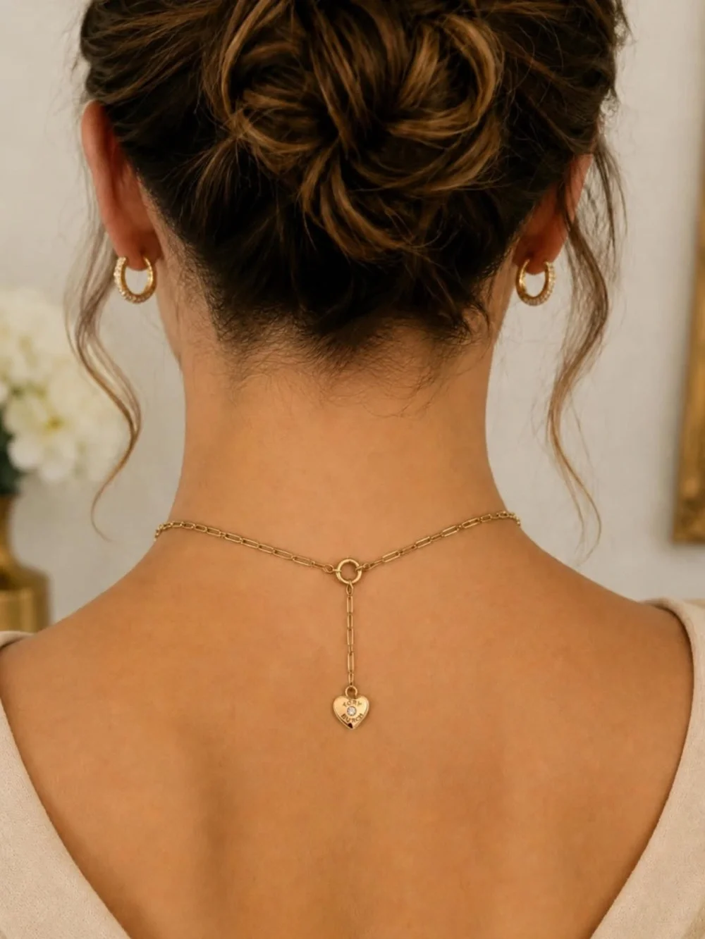 TORY BURCH • Gold Roxanne Chain Crystal Logo Delicate Necklace